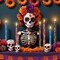 6 Pcs Day of The Dead Flameless Taper Candles - 10.6 Inch (Sugar Skull)